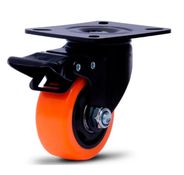 Rodízio Giratório com freio Glpbf 312 Bpa E Black Laranja Capacidade 70Kg Colson