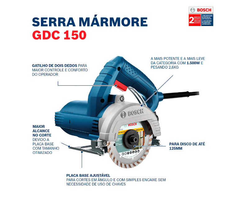 Serra Elétrica Mármore 1500W Gdc 150 Titan 220V Bosch