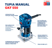 Tupia Elétrica 6.00mm 550W Gkf 550 220V Bosch