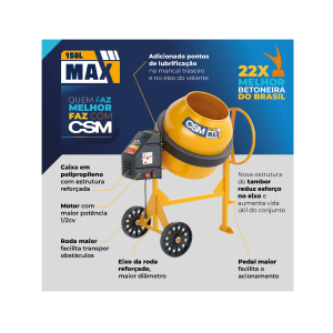 Betoneira Para Concreto 150L Com Motor Mono Csm