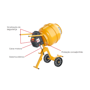 Betoneira para concreto smart desmontada 130L com motor mono 220v CSM