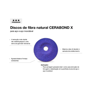 Disco De Lixa Grão Cerâmico 7 180mm 36 Cerabond Premium Tyrolit