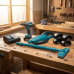 Kit Parafusadeira de Impacto DHP490WF1B 18v e Aspirador de Pó DCL180Z + 5 Baterias (1/3.0ah + 4/5.0ah) e carregador Makita