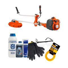 Roçadeira Husqvarna 545RX 45.7cc + kit manutenção e segurança - óleo, misturador, graxa, luva, óculos e nylon.